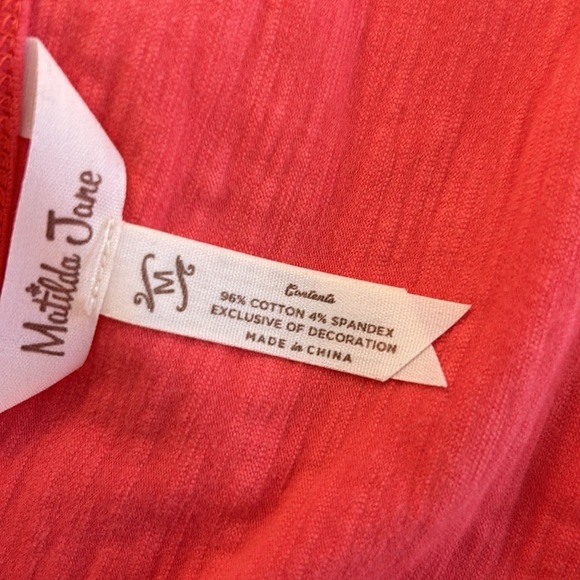 Matilda Jane Women's Coral Eyelet Boho Embroidered Ruffle Short Sleeve Top Sz M - Picture 7 of 7